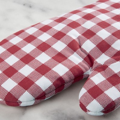 Passion Red Gingham Cotton Oven Mitt 2-Pack Set