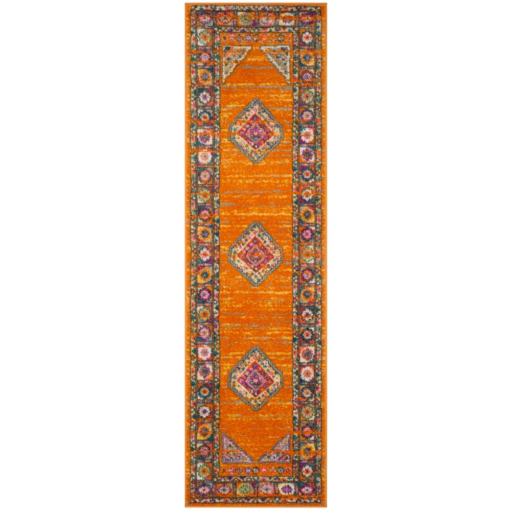  Loomed Geometric Design Runner Rug Orange
