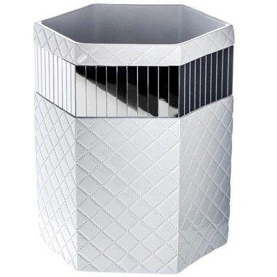 Creative Scents Quilted Mirror White Wastebasket
