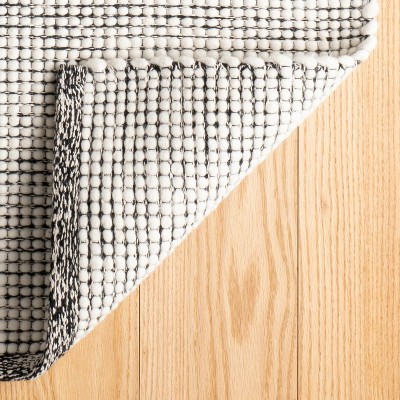 Network Black and Ivory Flat Woven Wool Rug, 2'x3'