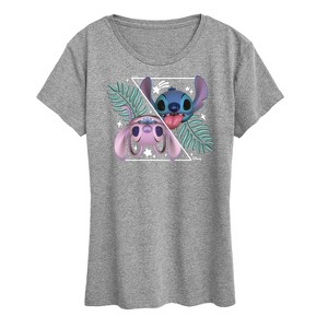 Women's - Lilo and Stitch - Stitch And Angel Split Short Sleeve Graphic T-Shirt - 1 of 4
