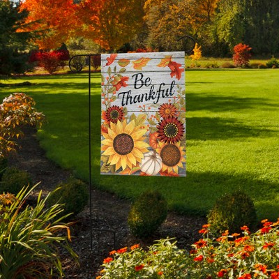 Be Thankful Fall Sunflowers and Pumpkins Garden Flag