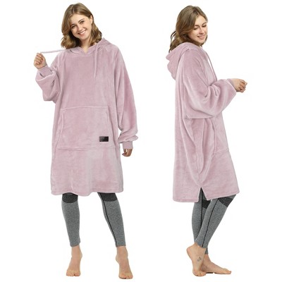 Catalonia Women’s Plush Hoodie Sweatshirt Dress, Casual Snuggly  Pullover Sweater with Kangaroo Pocket, Womens Fall Tops, One Size