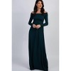 PinkBlush Forest Green Solid Off Shoulder Maternity Maxi Dress - 4 of 4