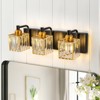 LLHZSY Dimmable Square Bathroom Crystal Vanity Light Wall Sconces - 3-Light - Black&Gold - 2 of 4