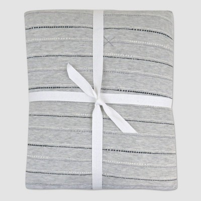 Honest Baby Organic Cotton LightWeight Knit Quilt - Dotted Stripe/Painted Buffalo