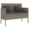 vidaXL Patio Bench with Cushions Gray Poly Rattan - 2 of 4