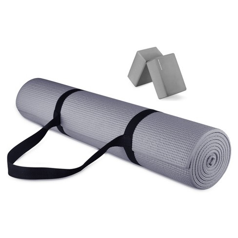 Signature Fitness All Purpose 0.25 Inch Thick High Density No Tear Exercise Yoga Mat With Strap Lightweight Features For Indoor Outdoor Use Gray Target