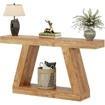 Tribesigns 55.12-Inch Farmhouse Console Table with Storage, Industrial Wooden Sofa Table