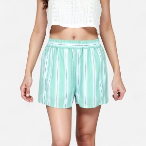 Anna-Kaci Lounge Women's Striped Elastic Waist Lounge Shorts with Relaxed Fit and Side Pockets - 1 of 4