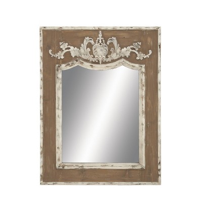 Rustic Wood Console Decorative Wall Mirror Brown - Olivia & May