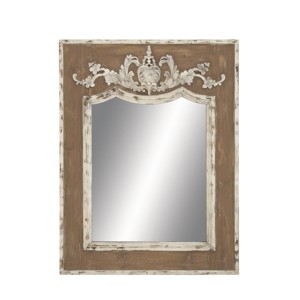 Wood Floral Carved Acanthus Wall Mirror Brown - Olivia & May - 1 of 4