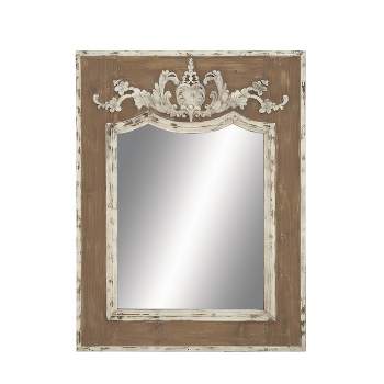 Wood Floral Carved Acanthus Wall Mirror Brown - Olivia & May