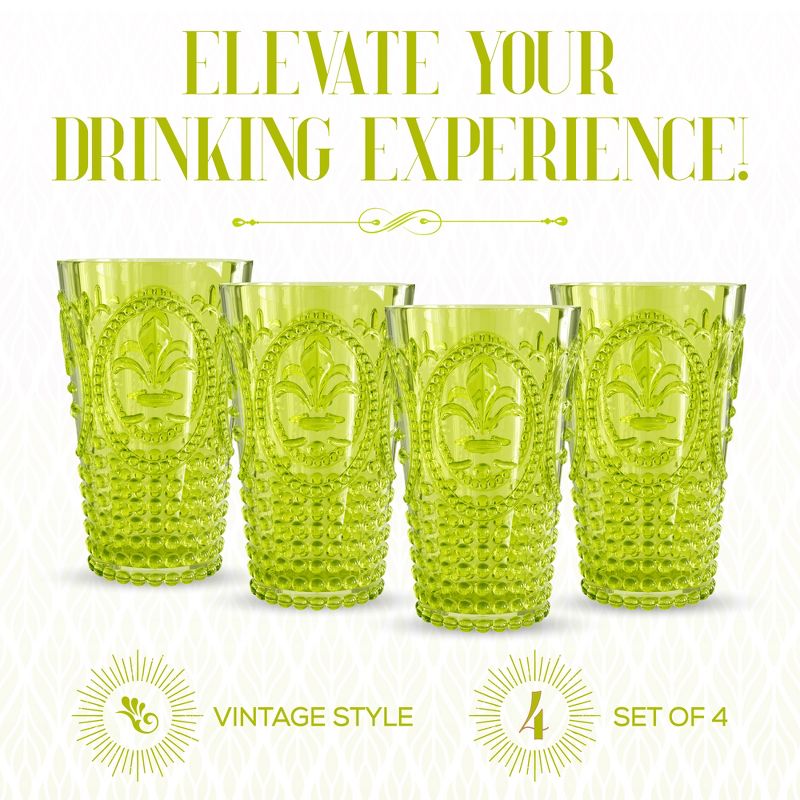 Elle Decor Acrylic 25 Ounce Plastic Water Tumblers, Set of 4 Drinking Cups, Reusable, Shatterproof, and BPA-Free Beverage Drinking Glasses, 2 of 8