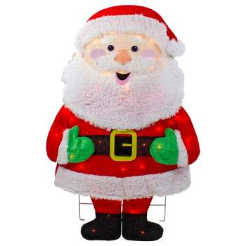 Northlight 32-inch Lighted Chenille Santa With Lights Outdoor Christmas ...