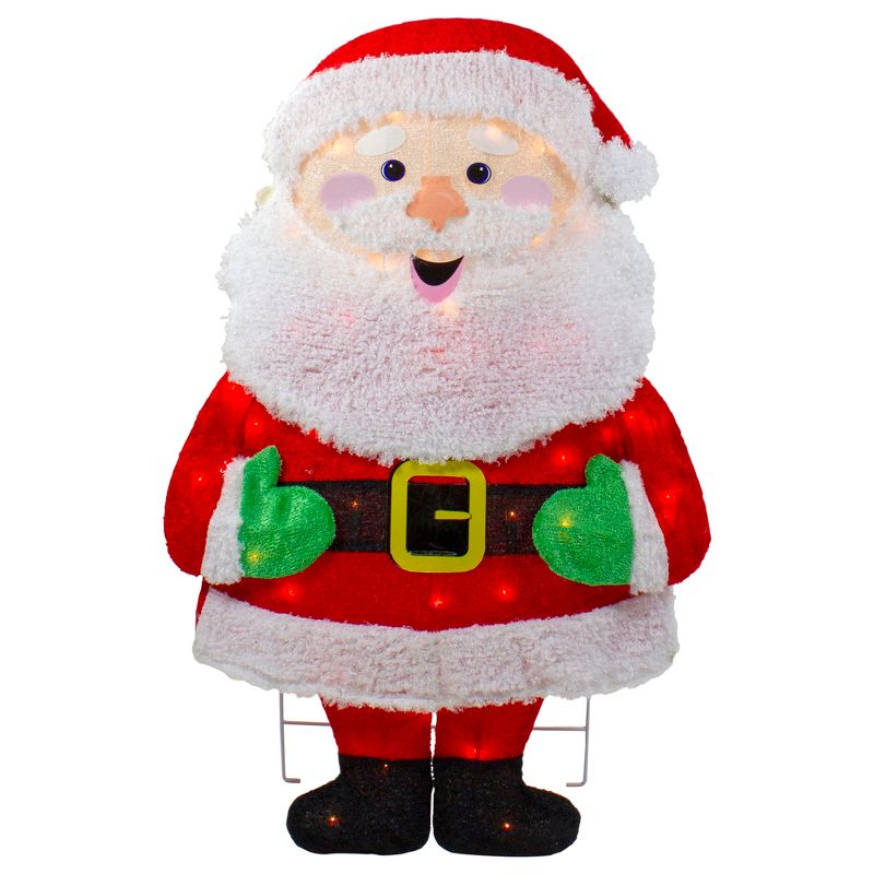 Northlight 32" Lighted 2D Chenille Santa Outdoor Christmas Decoration, 1 of 7