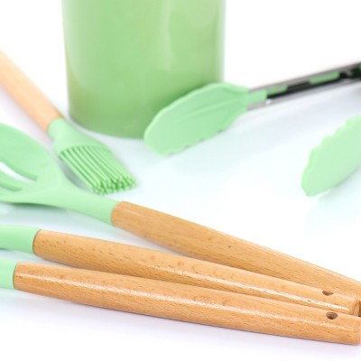 MegaChef Mint Green 12 Piece Silicone and Wood Utensil Set