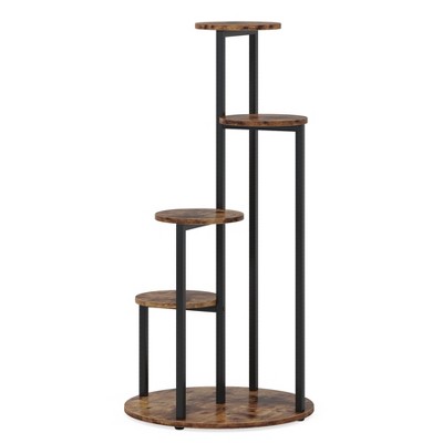 Lirago 4-Tier Black Corner Plant Stand E1 Particle Board Metal Frame 19.68x19.68x40.94 Ideal for Indoor Plants and Bonsai Display