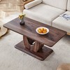 VYNXARIA Modern Minimalist Walnut Rectangular Coffee Table with Silver Accents - 3 of 4