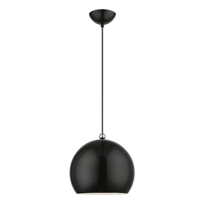 Livex Lighting Stockton 1 - Light Pendant in  Shiny Black/Polished Chrome