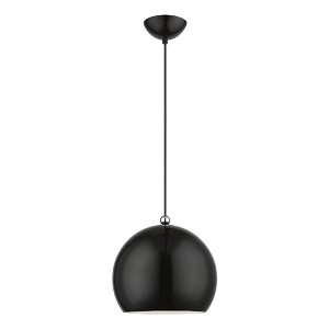 Livex Lighting Stockton 1 - Light Pendant in  Shiny Black/Polished Chrome - 1 of 4