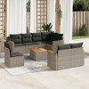vidaXL 9 Piece Patio Sofa Set with Cushions Gray Poly Rattan - Gray With Table - 2 of 4