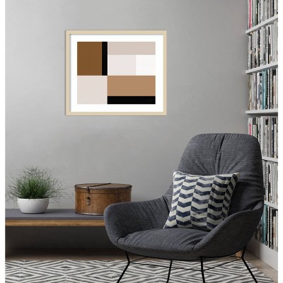Neutral Centerpoint I Beige and Brown Framed Abstract Print