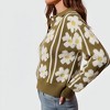 Knit & Lounge Women’s Floral Knit Polo Sweater Button Front Collar Soft Textured Fabric Long Sleeve Patterned Pullover Relaxed Fit - 3 of 4