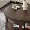 Lyngins 40" Pine Wood Coffee Table, Large Curved 2-Tier Tea Table, Mid Century Round Table, Rustic Center Table & Living Room Table - 3 of 4