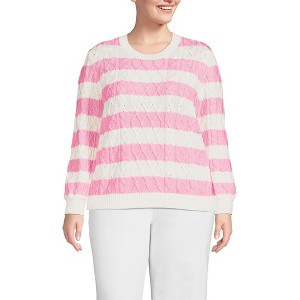 Lands' End Women's Cotton Drifter Crew Cable Pullover Sweater - 1 of 3