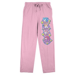 Sonic the Hedgehog Vertical Characters Women's Pink Sleep Pajama Pants - 1 of 4