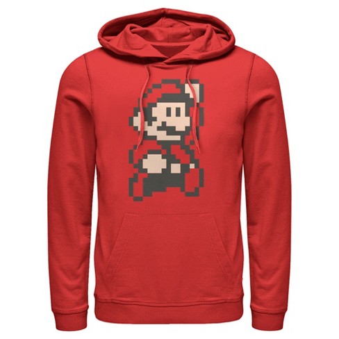 Men s Nintendo Pixel Art Large Print Pull Over Hoodie Red Large Target