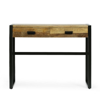 Mccoy Modern Industrial Handcrafted Mango Wood Desk with Drawers Natural/Black - Christopher Knight Home