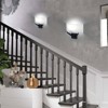 PAKOKULA Farmhouse 1-Light Black Rectangular Wall Sconce with White Half-Moon Fabric Shade - 3 of 4