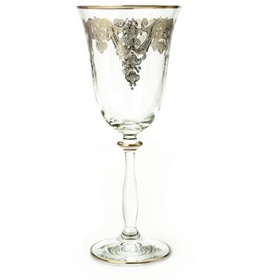 Classic Touch Set of 6 Water Glasses with Silver Artwork