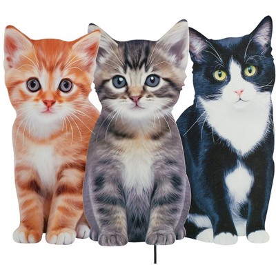 Collections Etc Realistic Kitten Trio Outdoor Garden Stake