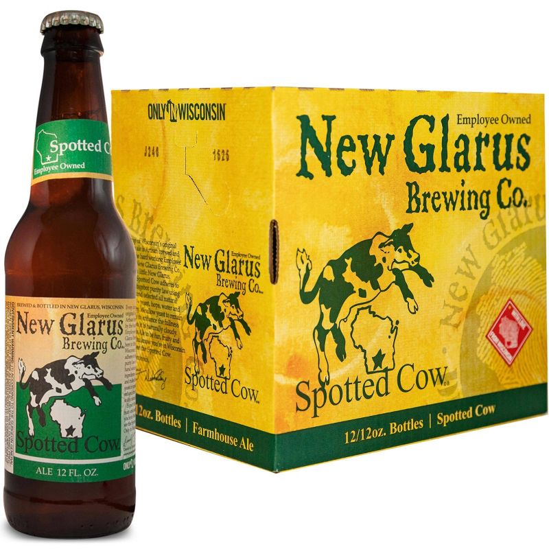 New Glarus Spotted Cow Farmhouse Ale Beer - 12pk/12 fl oz Bottles, 1 of 4