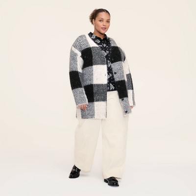 Women's Buffalo Check Relaxed Cardigan - Woolrich x Target Black/White