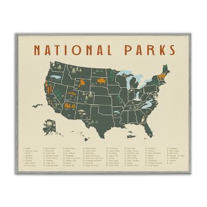 Stupell Industries United States National Parks Adventure Map Green Orange Black Framed Giclee Art - 1 of 4