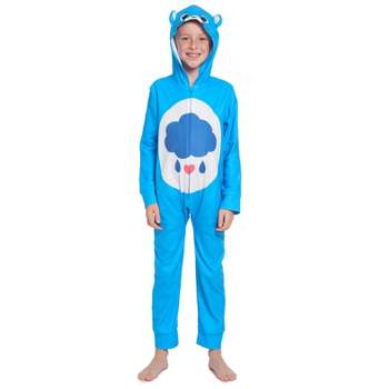 Care Bears Grumpy Bear Fleece Zip Up Costume Pajama Coverall : Target