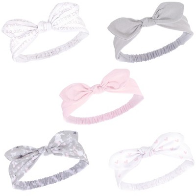 Hudson Baby Infant Girl Headbands 5pk, Gray Unicorn, 0-24 Months