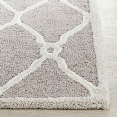 Dark Grey and Ivory Hand-Tufted Wool Runner Rug