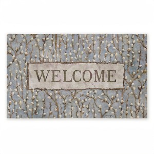 Stupell Industries Pussywillow Welcome Pattern Printed Outdoor Door Mat, design by Tim Coffey, 18"x30" - 1 of 4