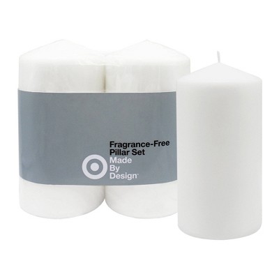 6  x 3  2pk Unscented Pillar Candles White - Made By Design™