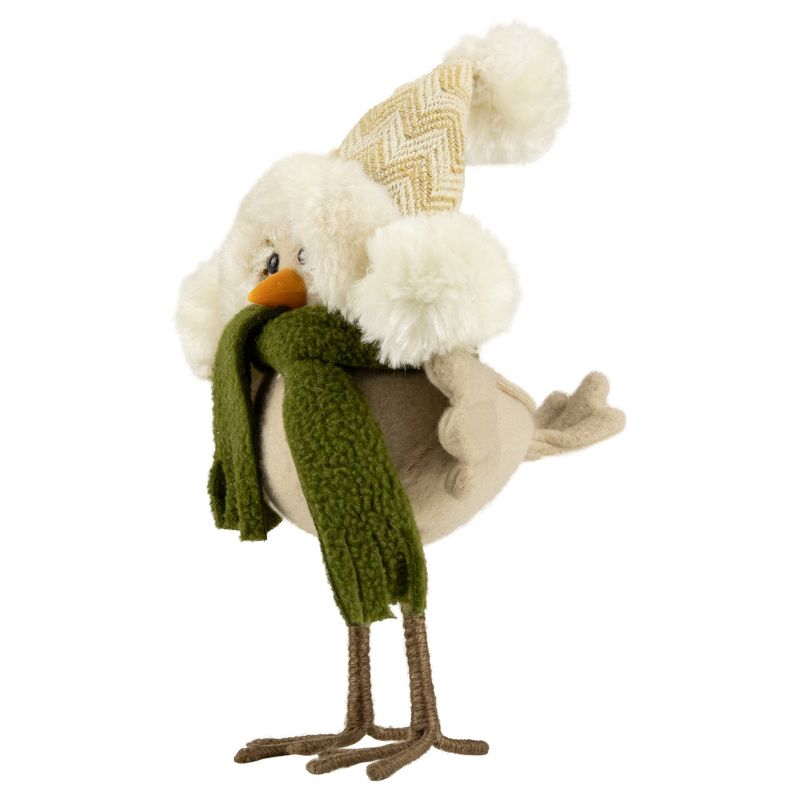 Northlight Standing Bird in Winter Apparel Christmas Figure - 9" - Beige and Green, 3 of 5