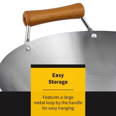 Ken Hom 14-Inch Carbon Steel Wok with Wooden Handle
