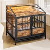 Multi-Functional Dog Crate Furniture with Storage, Large Wooden Indoor Kennel with Double Doors for Medium & Large Dogs, Brown - Nertpow - 3 of 4