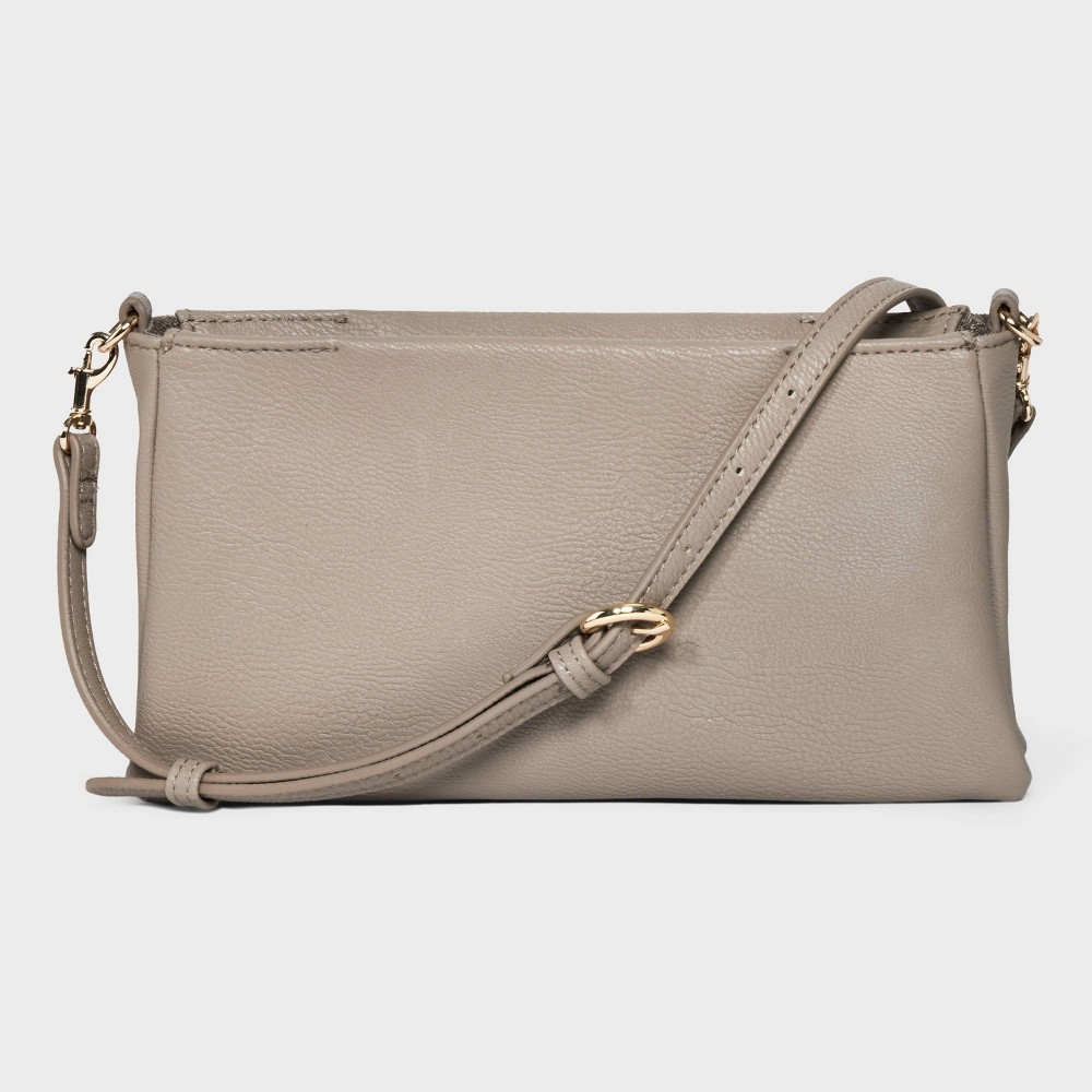 Double Gusset Crossbody Bag - Universal Thread™ Gray: Adjustable Strap, Twill Construction