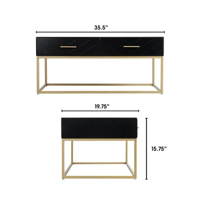 Modern Rectangular Black and Gold Coffee Table with Storage