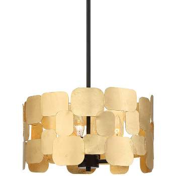 Possini Euro Design Light Brass Gold Pendant Chandelier 15 1/4 Wide Modern  Clear Crystal 4-Light Fixture for Dining Room House 